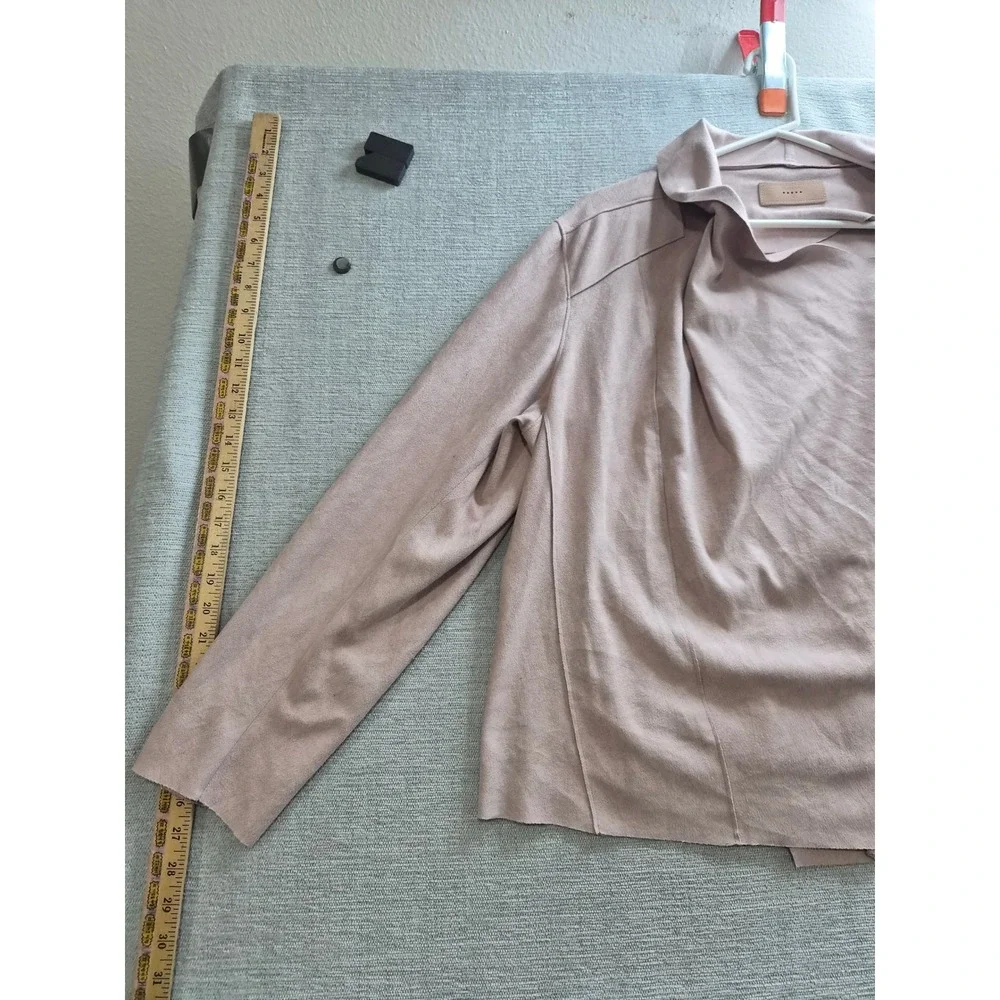 BlankNYC Asymmetrical Faux Suede Drape Front Jacket Womens 3X Pink Full Zip